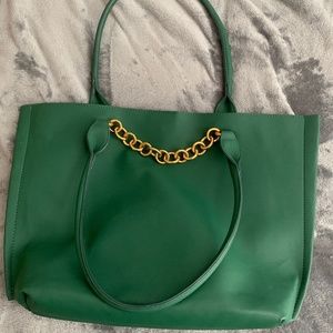 Zara green tote with chain detail